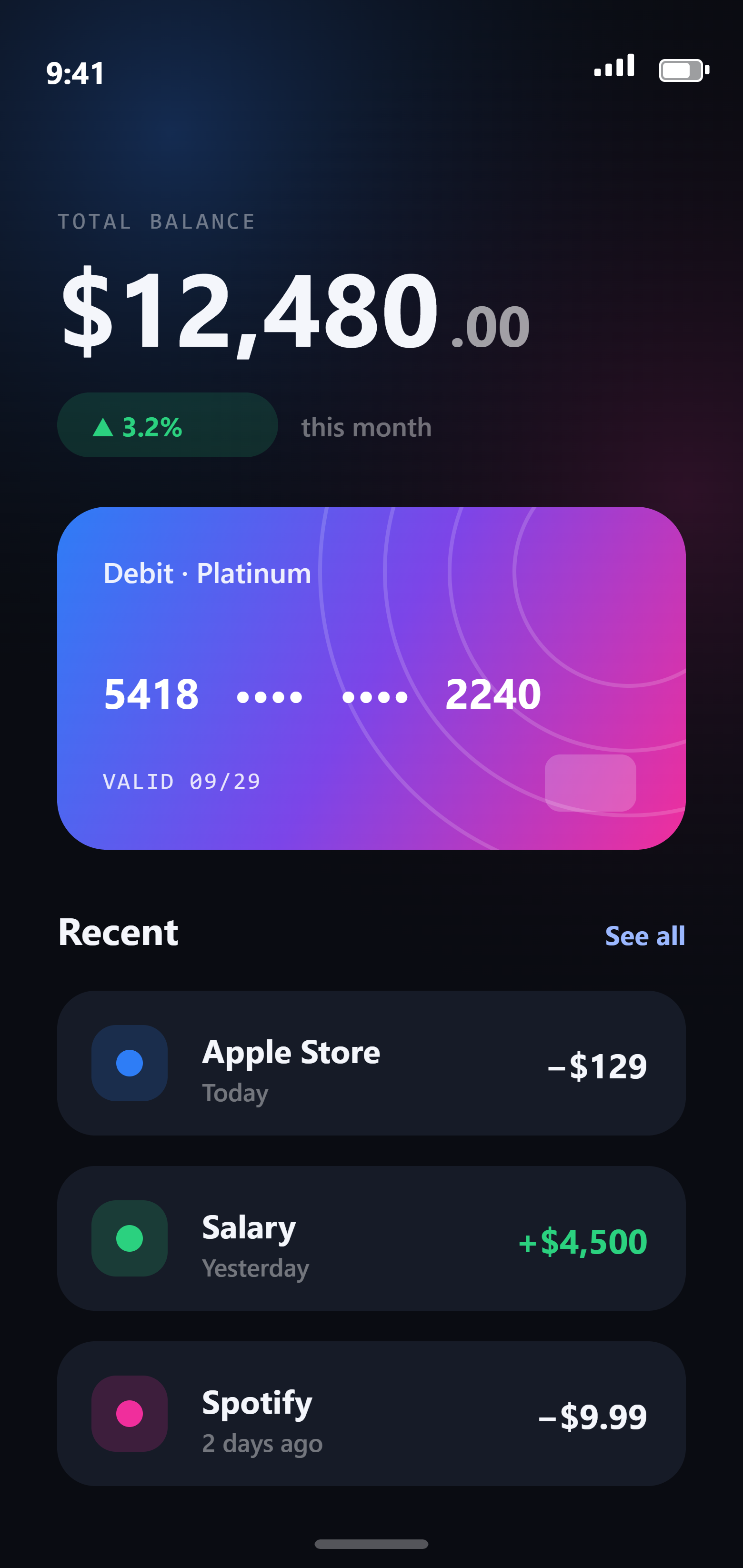 Finance app on iPhone